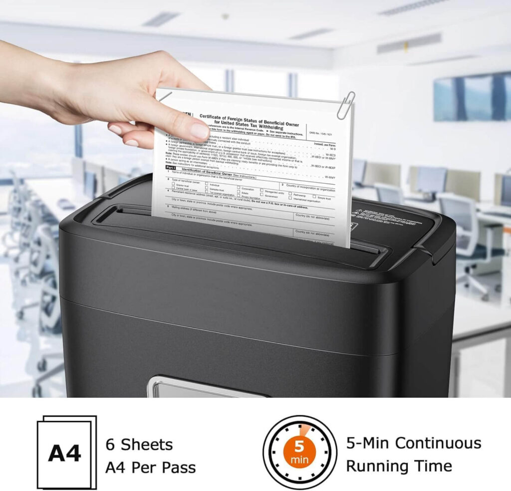 Bonsaii 6-Sheet Micro-Cut Shredder (C261-D) Feeding Paper Size Overloading