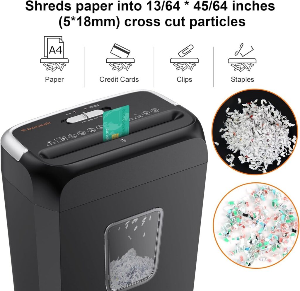 Bonsaii-C237-B-Paper-Shredder-Cross-Cut-Papers-CreditCard-Staples-Clips