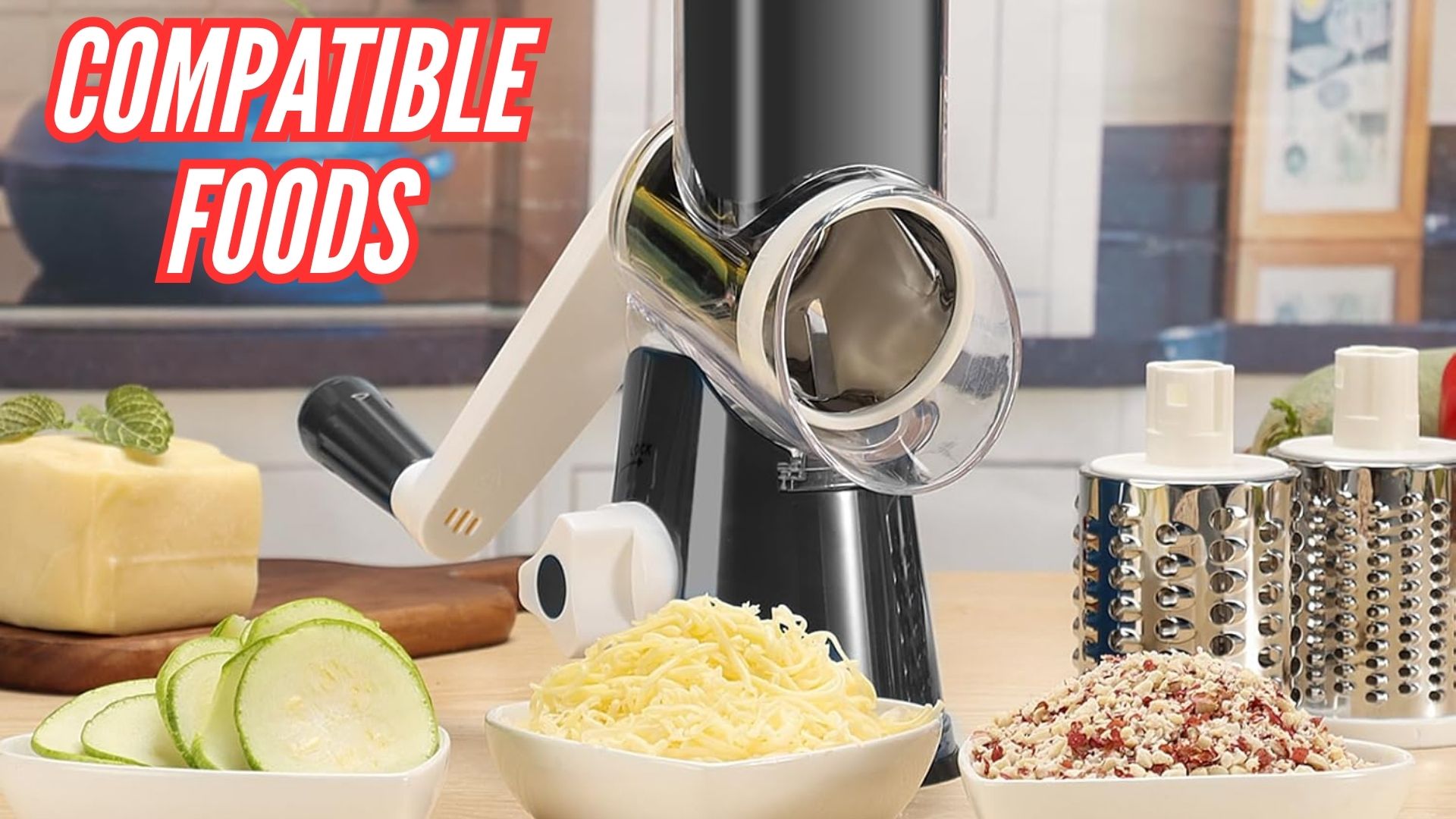 Cambom Rotary Cheese Grater Compatible Foods Image