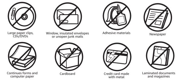 Things never sherd in Amazon Basics 8-Sheet Cross-Cut Paper Shredder