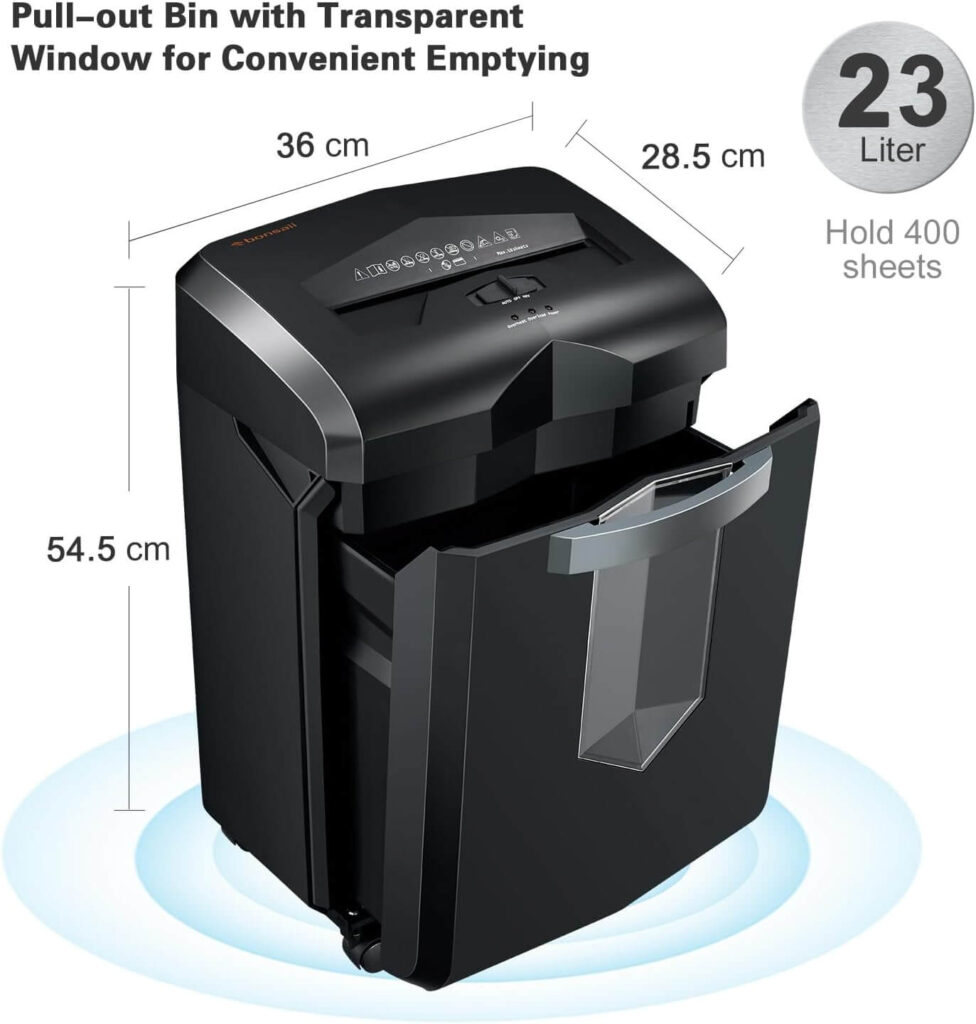 Bonsaii C149-C cross-cut heavy duty shredder Bin with transparent window