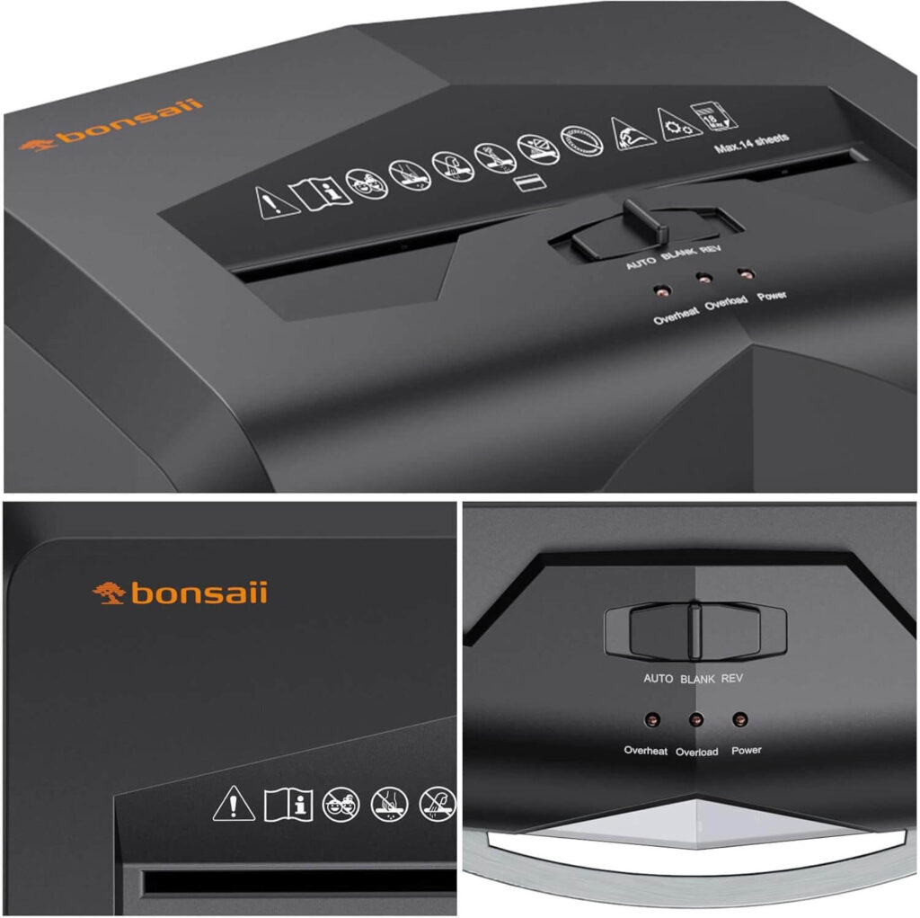 Bonsaii C149-C cross-cut heavy duty shredder Control panel view