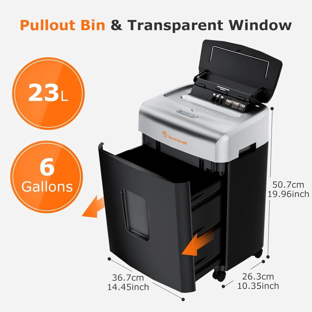 Bonsaii C233-B shredder transparent wastebin