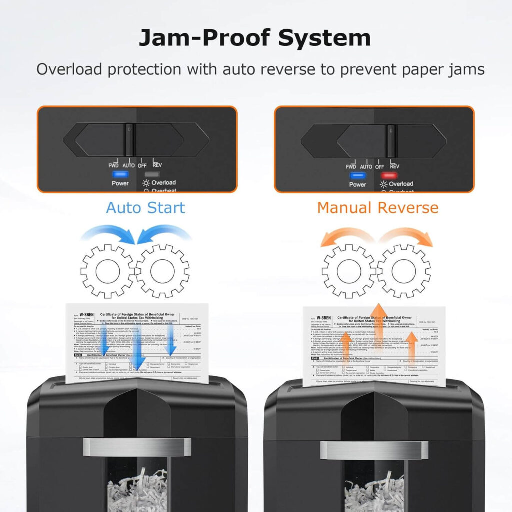 Bonsaii C266-A cross cut shredder jam proof system explained
