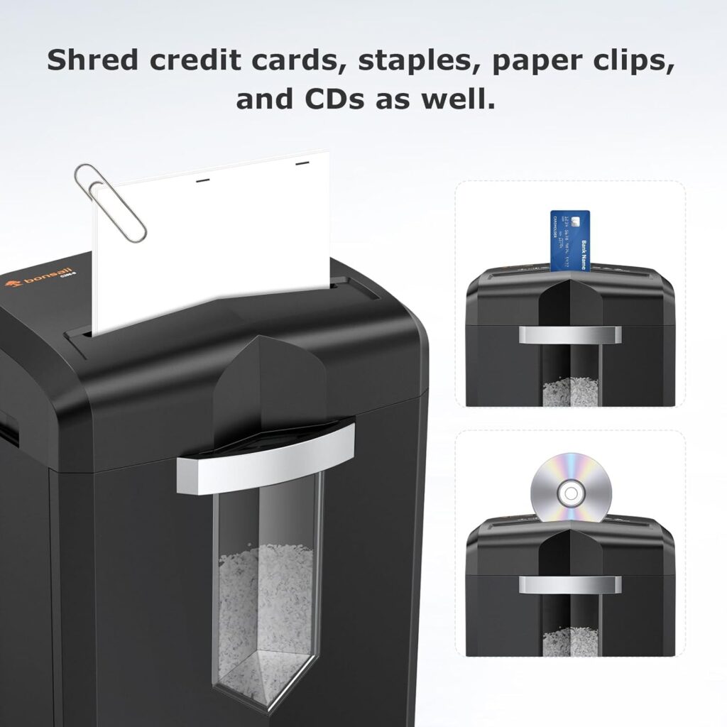 Bonsaii C266-B 12-Sheet Micro-Cut Paper Shredder for credit cards, staples, paper clips and CDs