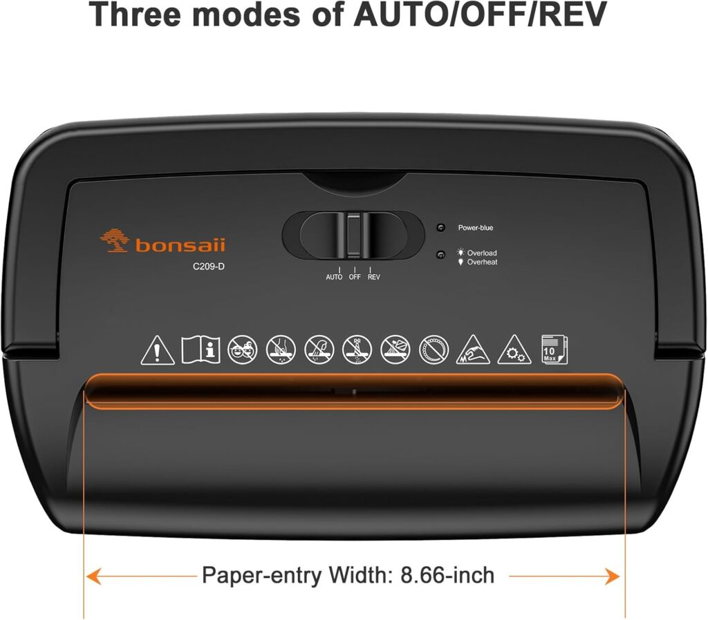 Bonsaii-C209-D-paper-shredder-control-panel