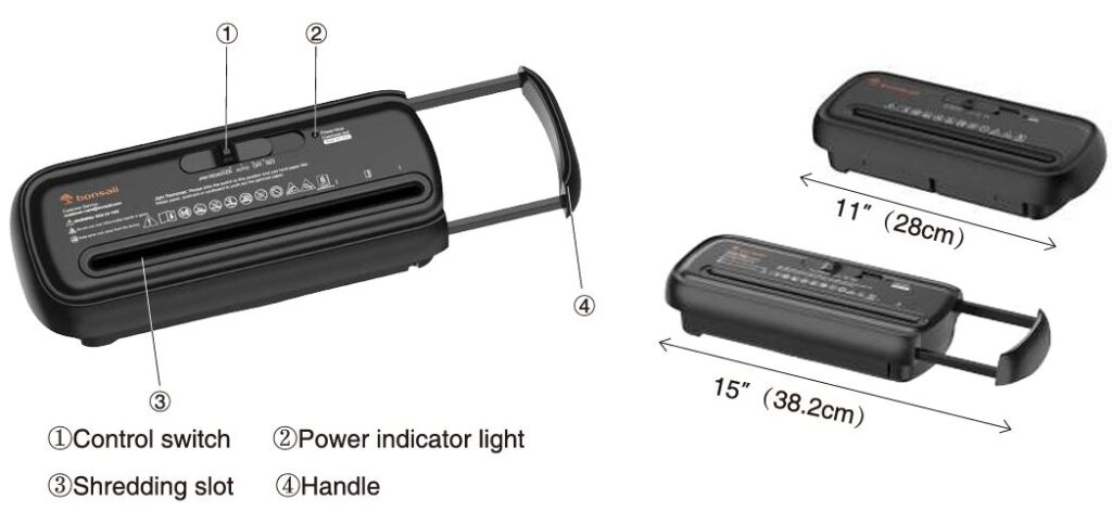 Bonsaii S123-B portable paper shredder features