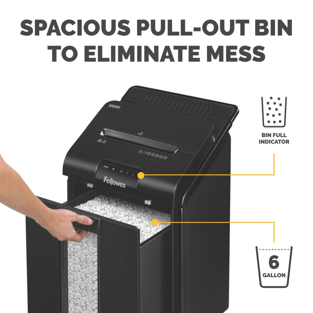 Fellowes AutoMax™ 100M Auto Feed Paper Shredder Pull-Out Large Bin